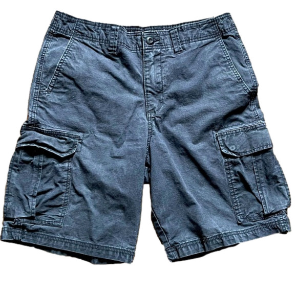 [civics] Black Lightly Distressed Cargo Shorts - Picture 1 of 10